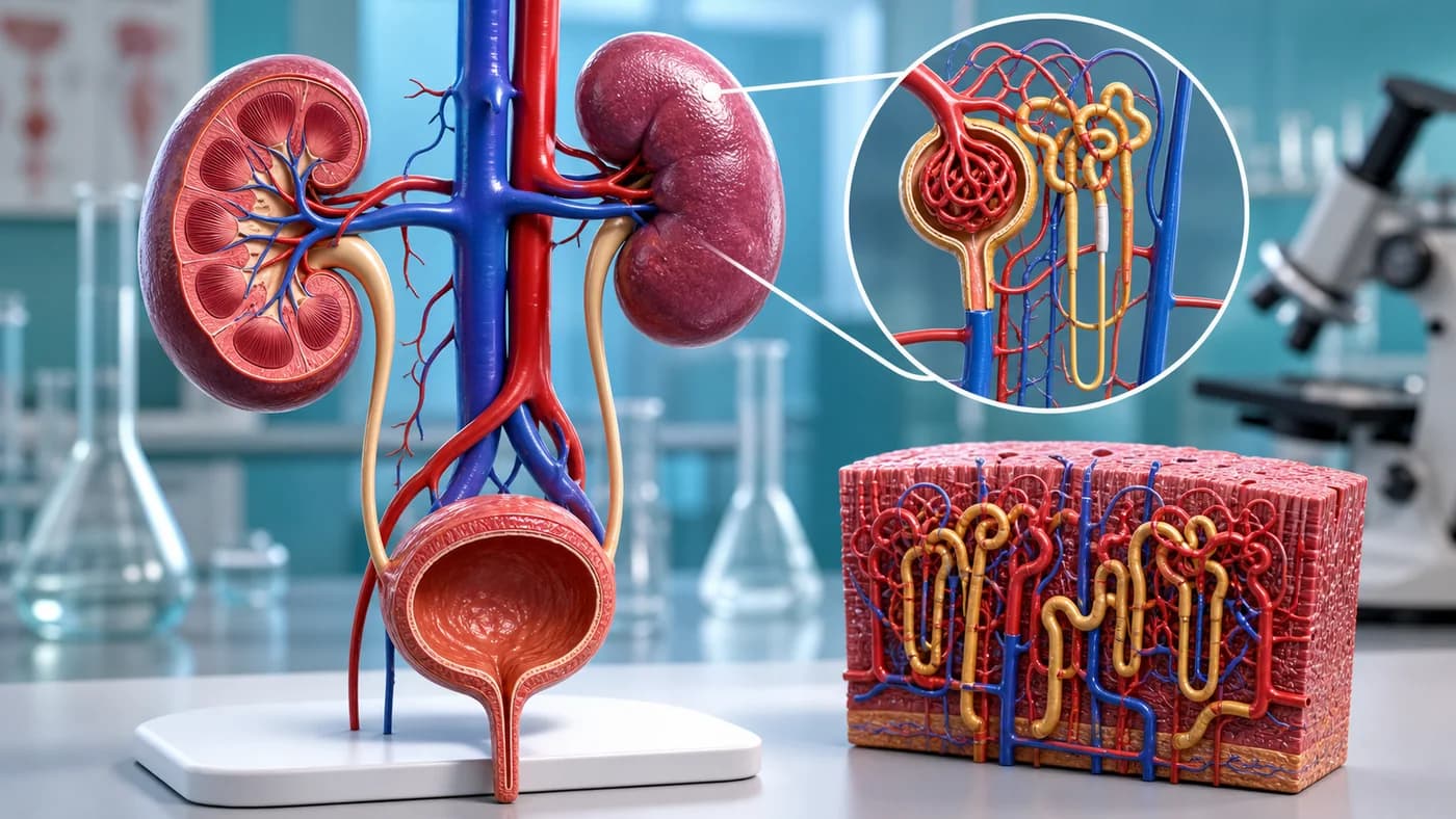3D visual of human excretory system and nephron