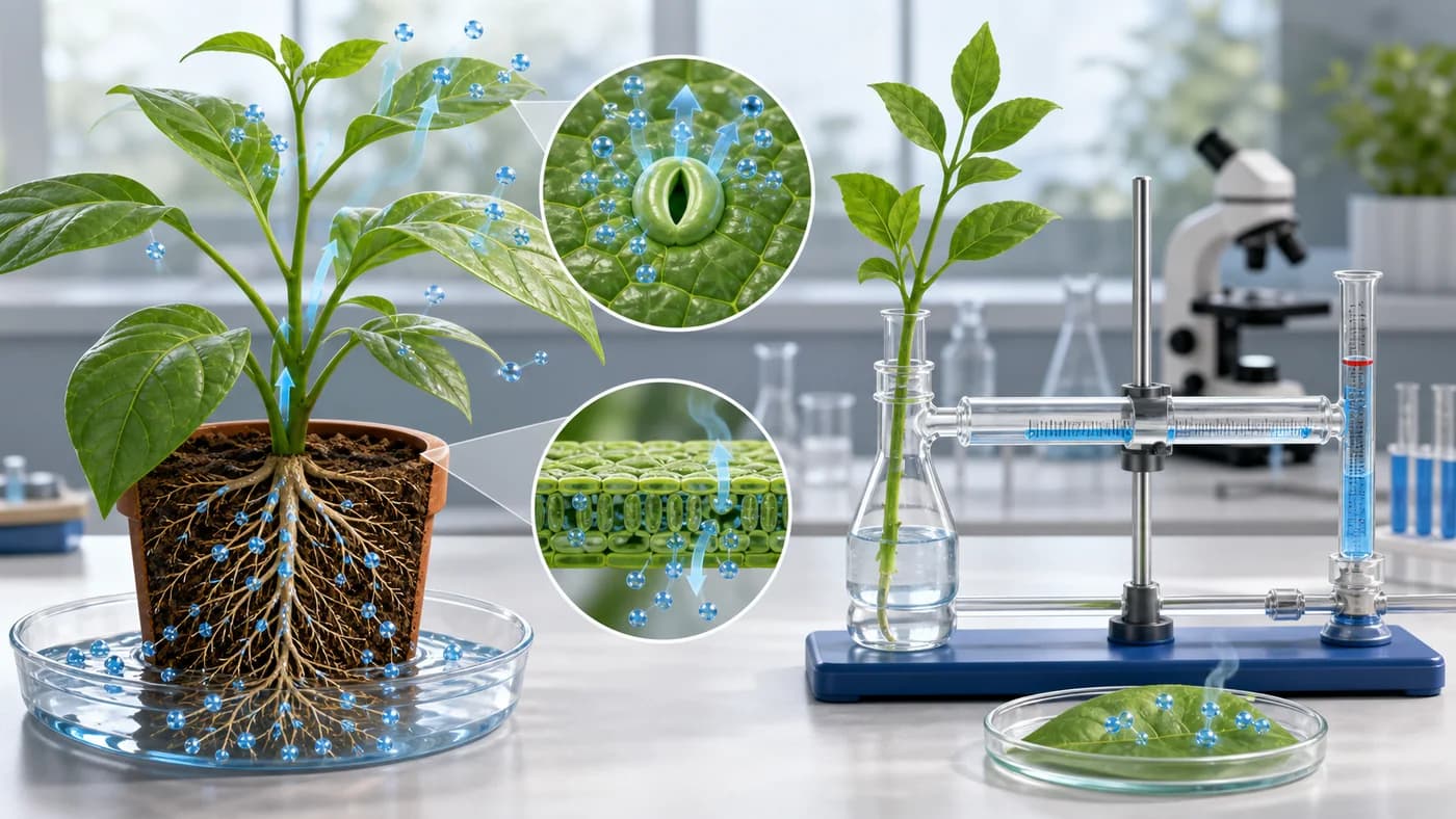 3D visual of transpiration in plants
