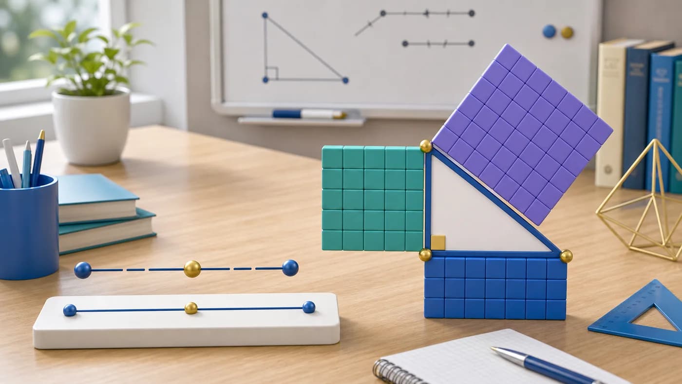 3D visual of midpoint and Pythagoras theorem models