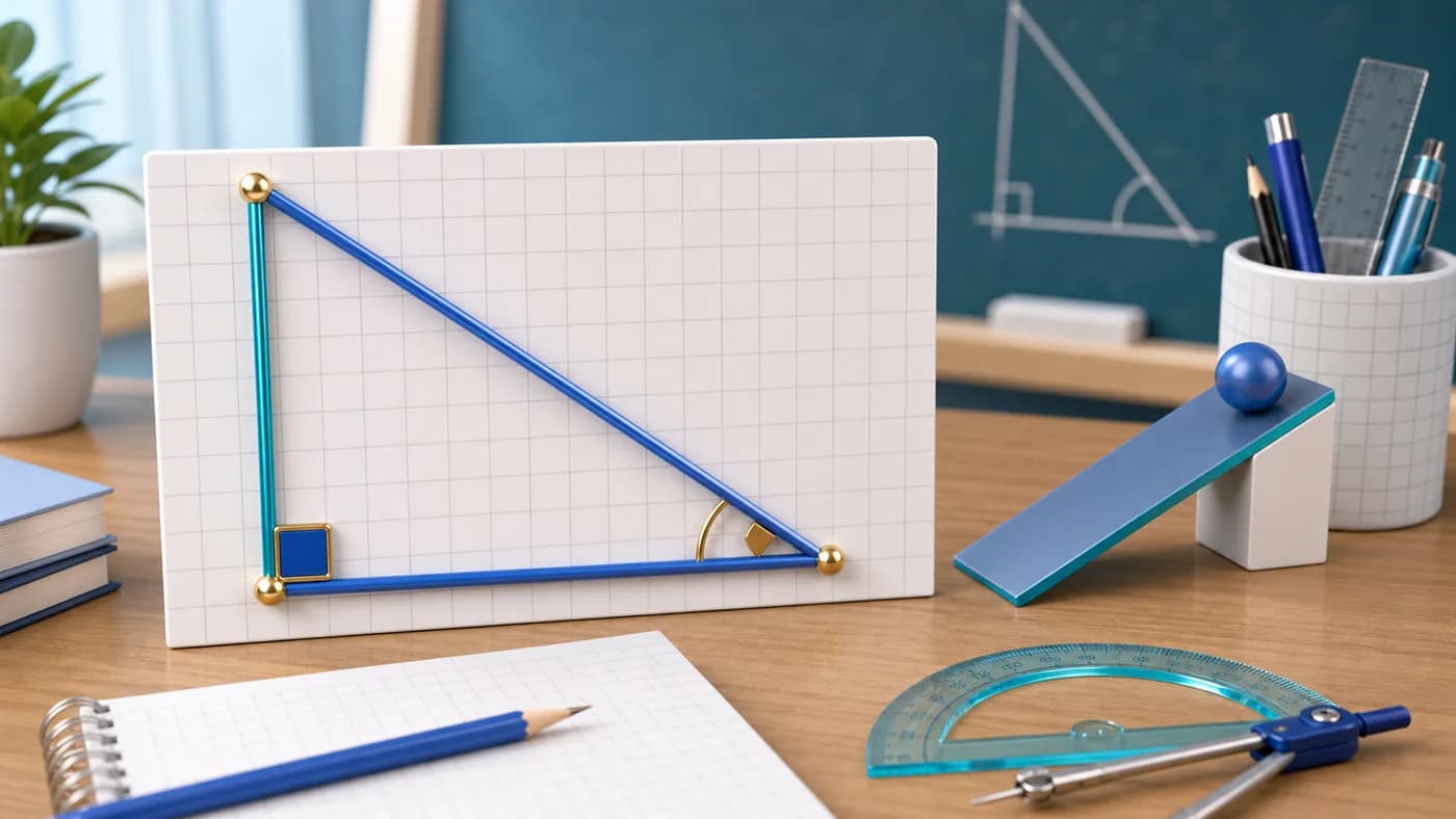 3D visual of a right triangle for trigonometric ratios