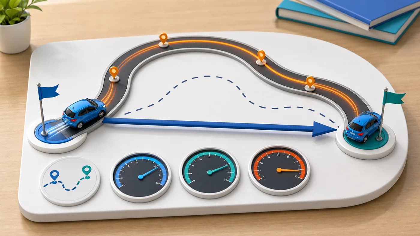 3D visual of distance displacement speed and velocity