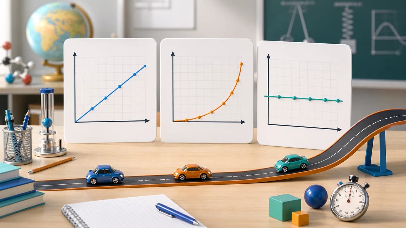 3D visual of motion graphs and a moving object