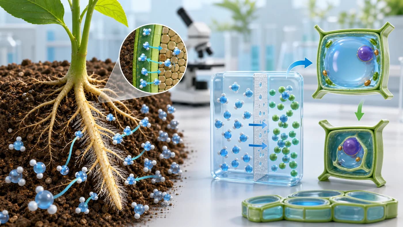 3D visual of root absorption and osmosis