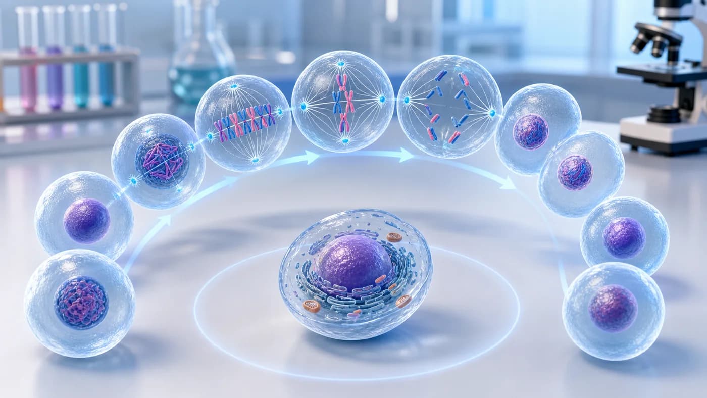 3D visual of cell cycle and cell division
