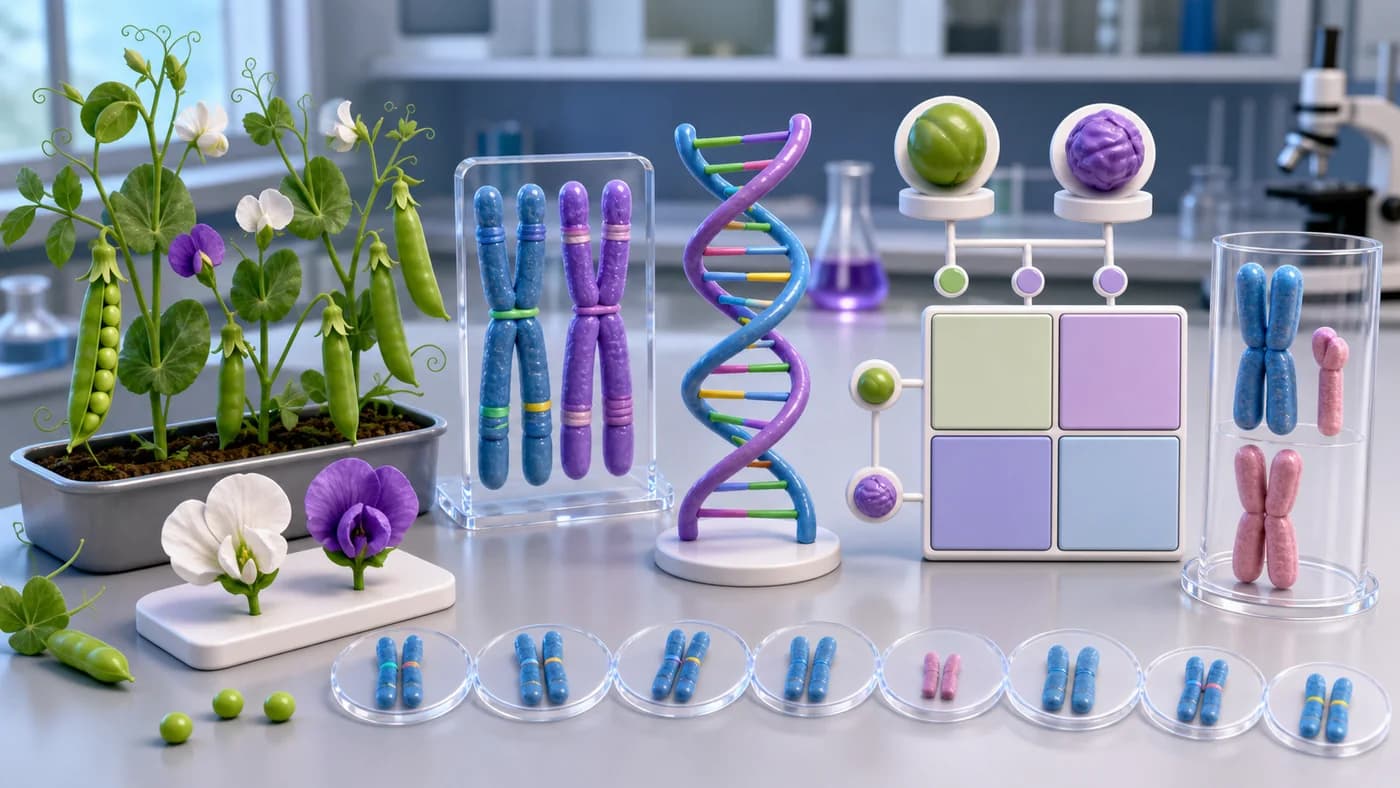 3D visual of genetics inheritance and chromosomes