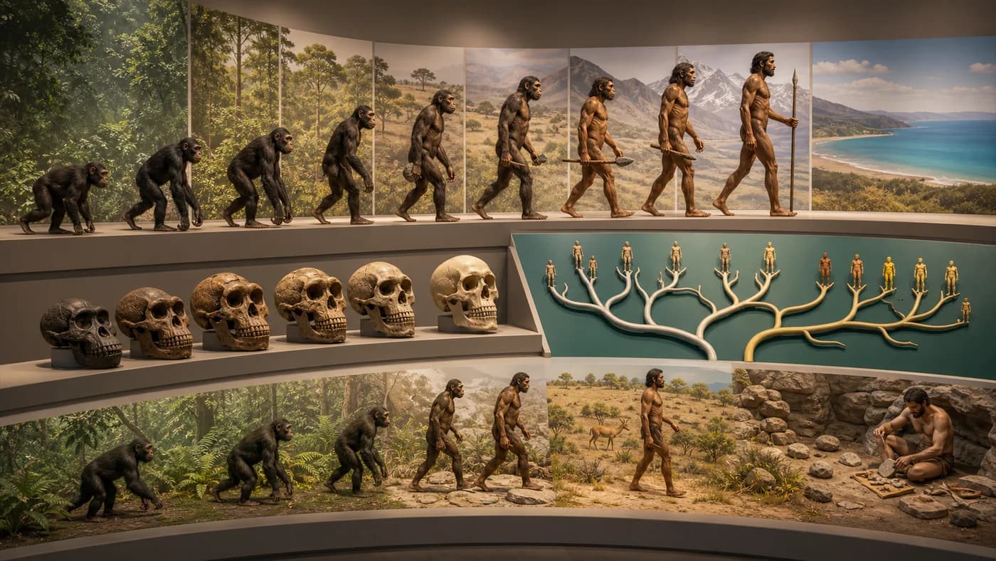 3D visual of human evolution and natural selection