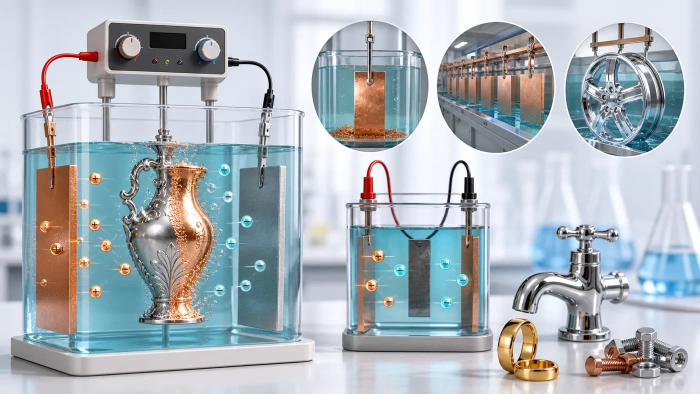 3D visual of electroplating and electrolysis applications