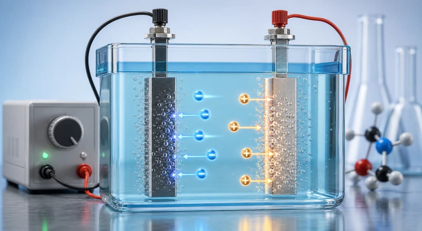 3D visual of ion movement during electrolysis