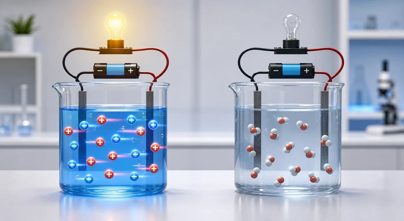 3D visual comparing electrolytes and non-electrolytes