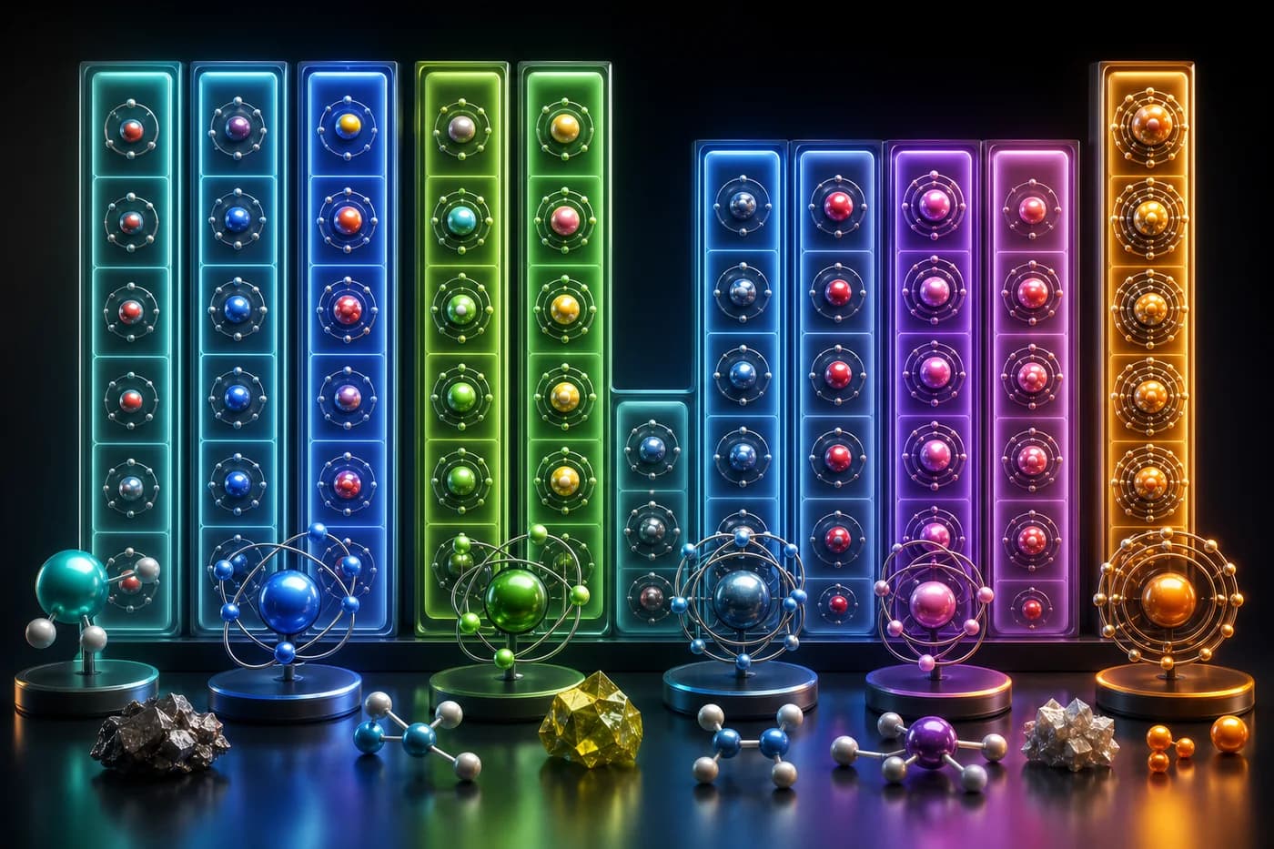 3D visual of periodic table groups and families