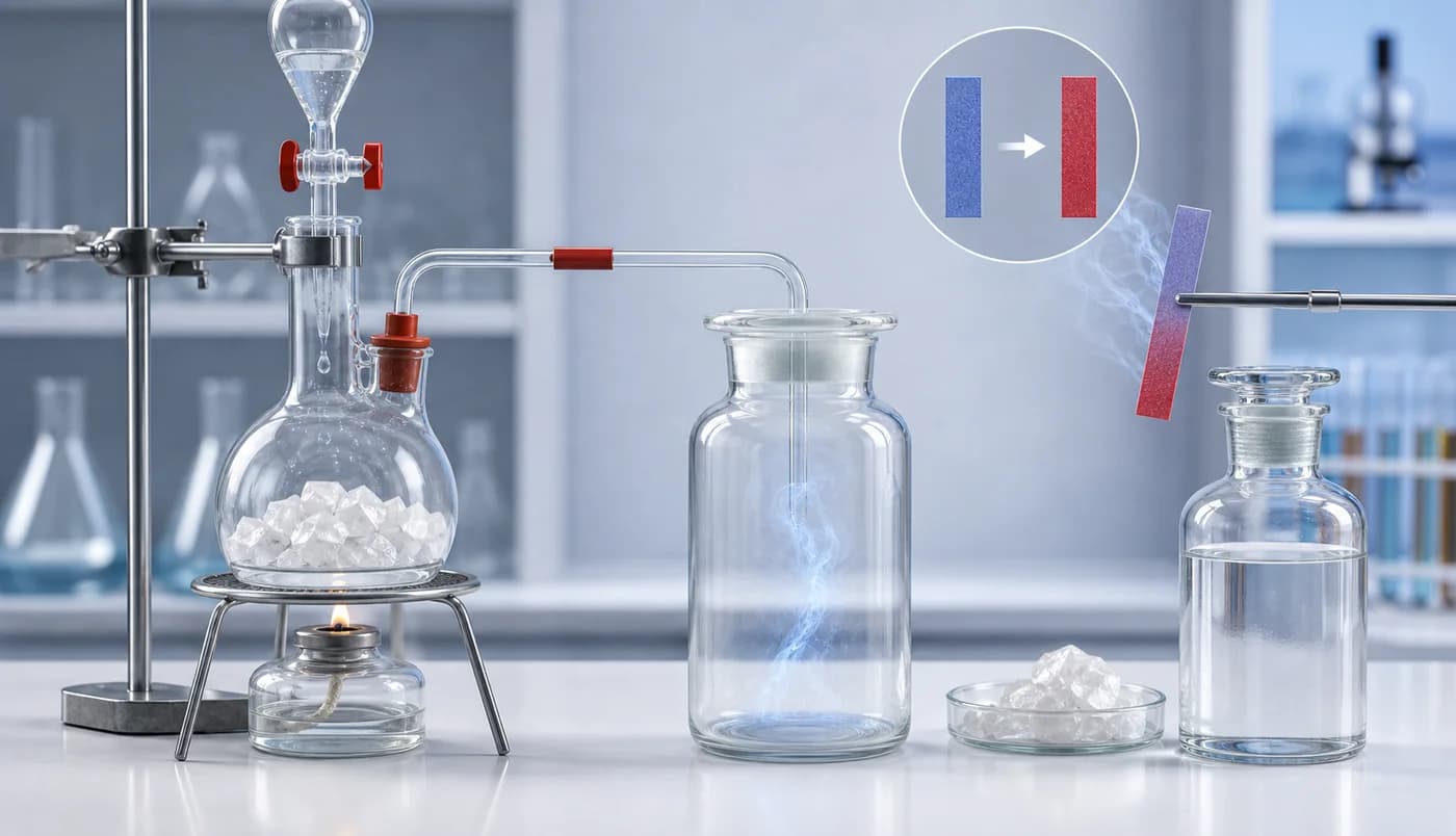 3D visual of hydrogen chloride gas preparation