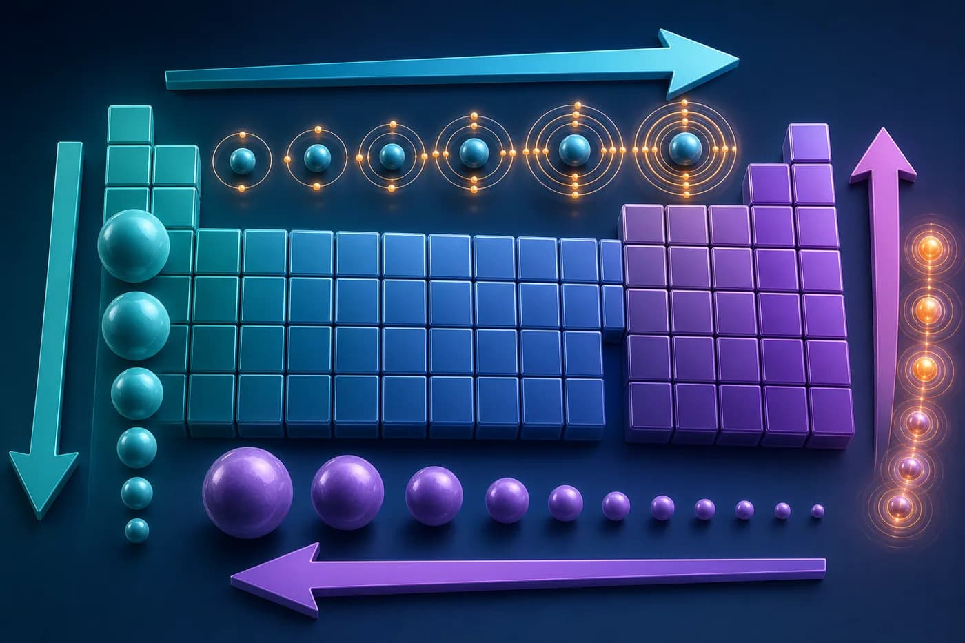 3D visual of periodic trends across the table