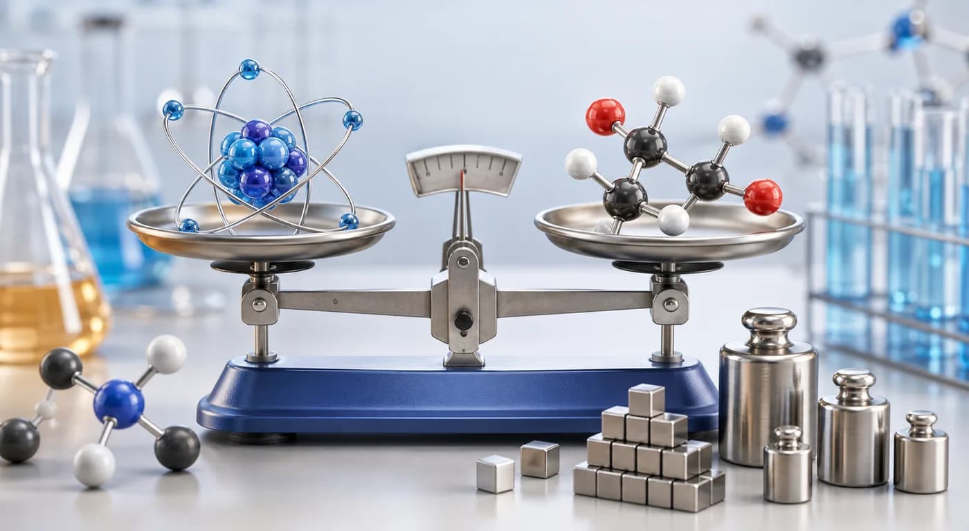 3D visual of relative atomic and molecular mass