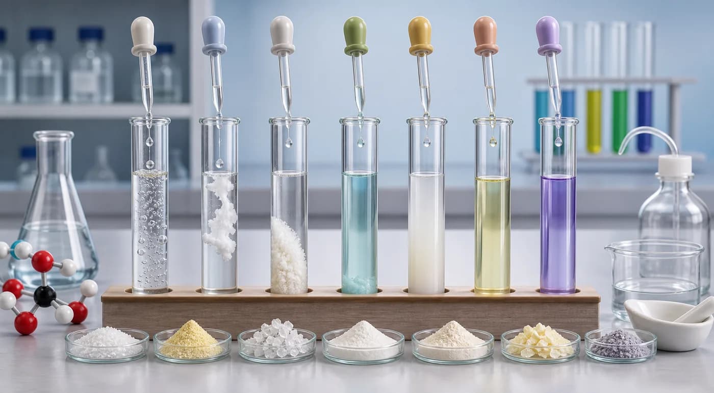 3D visual of qualitative tests for anions