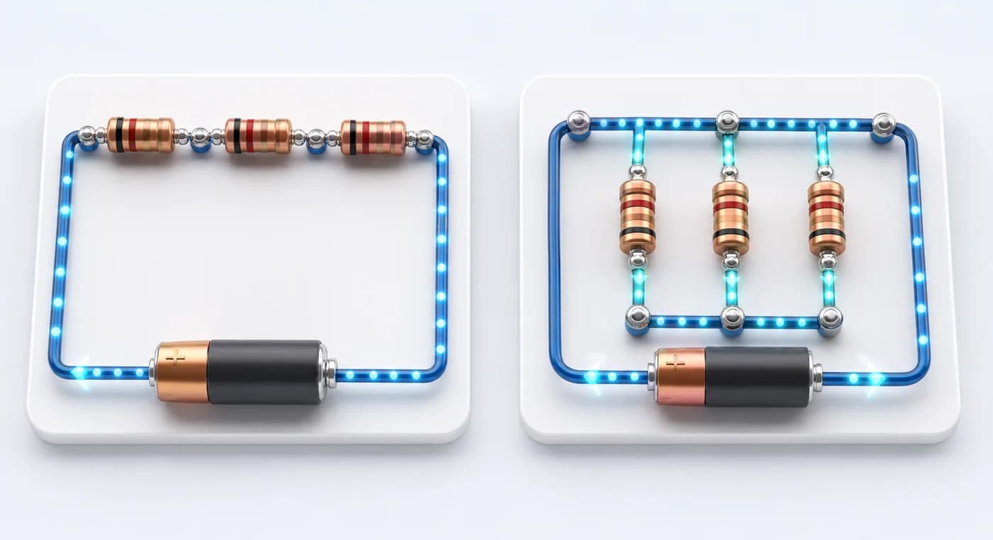 3D visual of Resistors In Series and Parallel