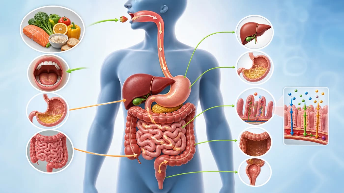 3D educational visual of the human digestive system