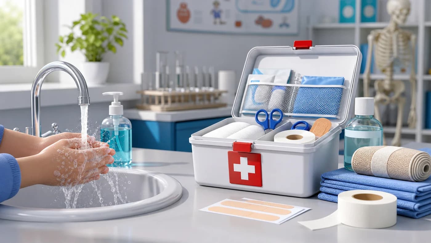 3D visual of hygiene and first aid essentials