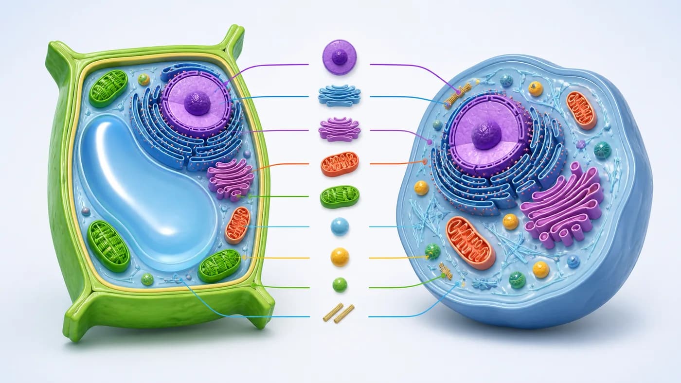 3D comparison of plant and animal cells