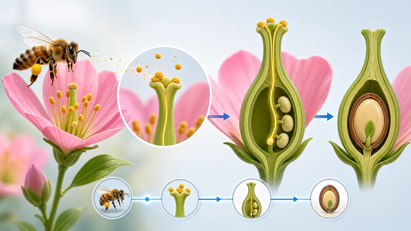 3D visual of pollination fertilisation and seed formation