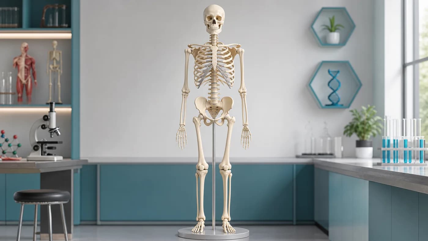 3D educational visual of the human skeletal system