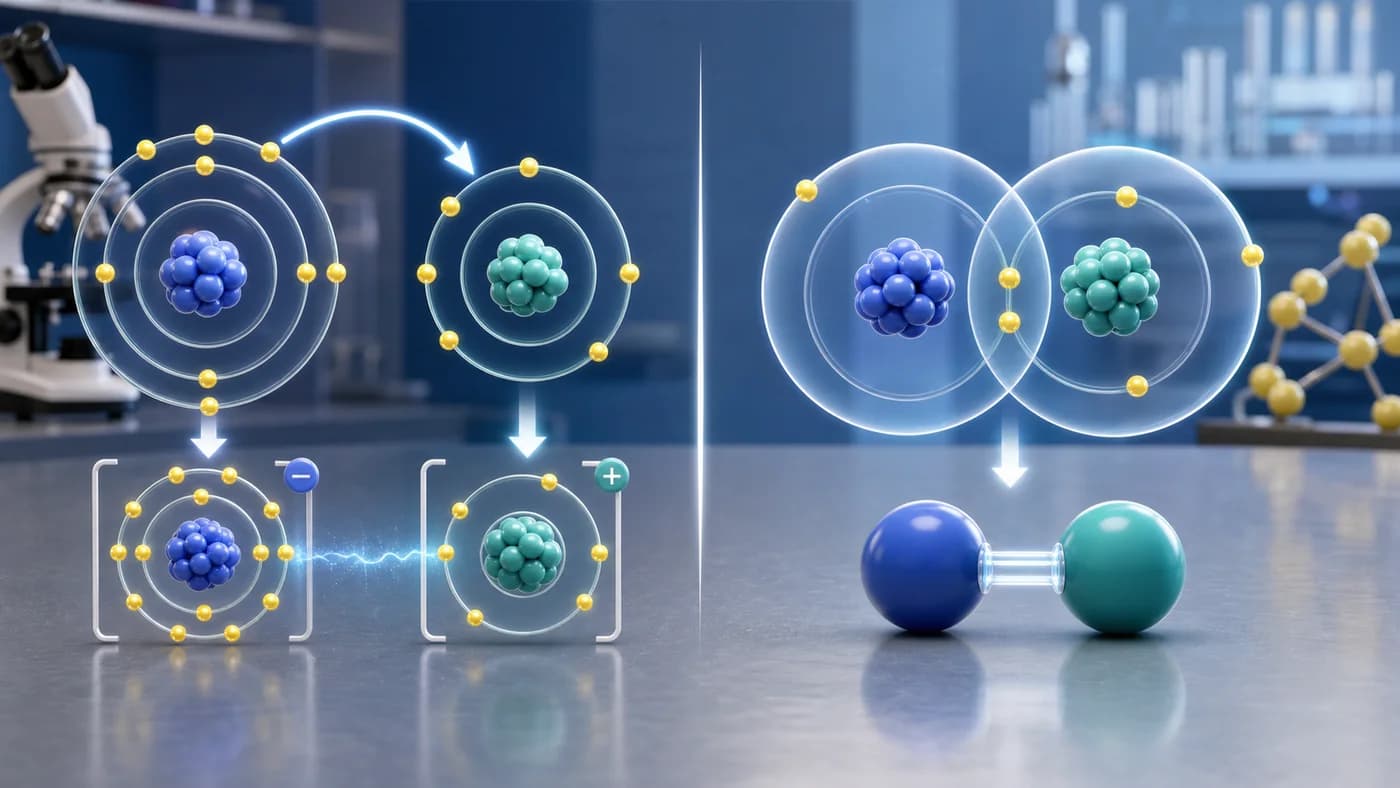 3D visual of ionic and covalent bonding