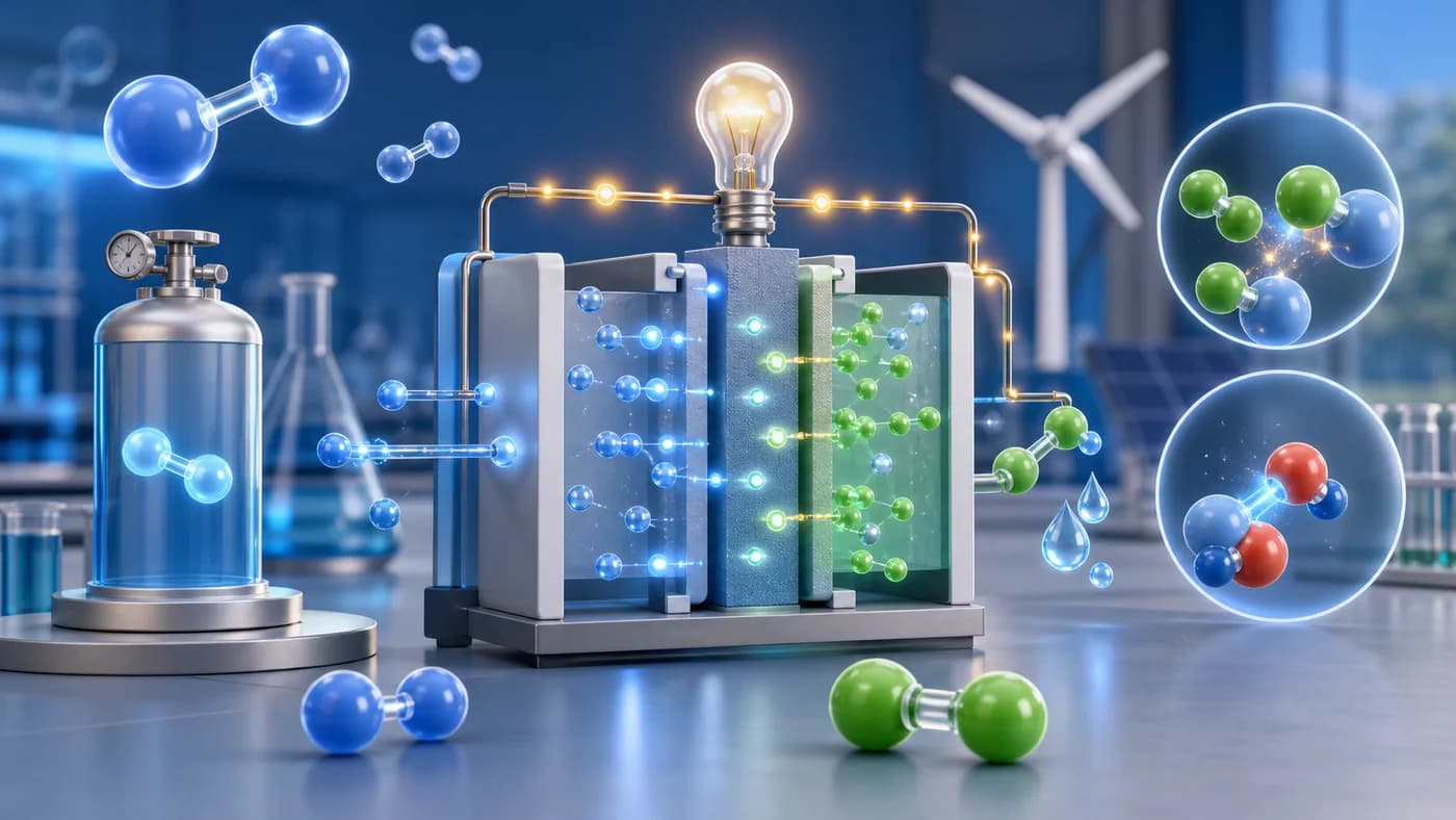 3D visual of hydrogen uses and redox electron flow
