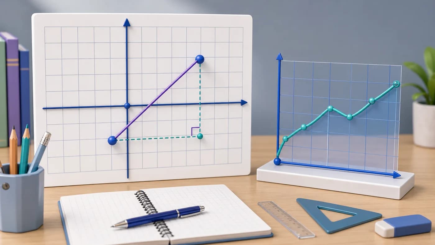 3D visual of distance on coordinate grid and line graphs