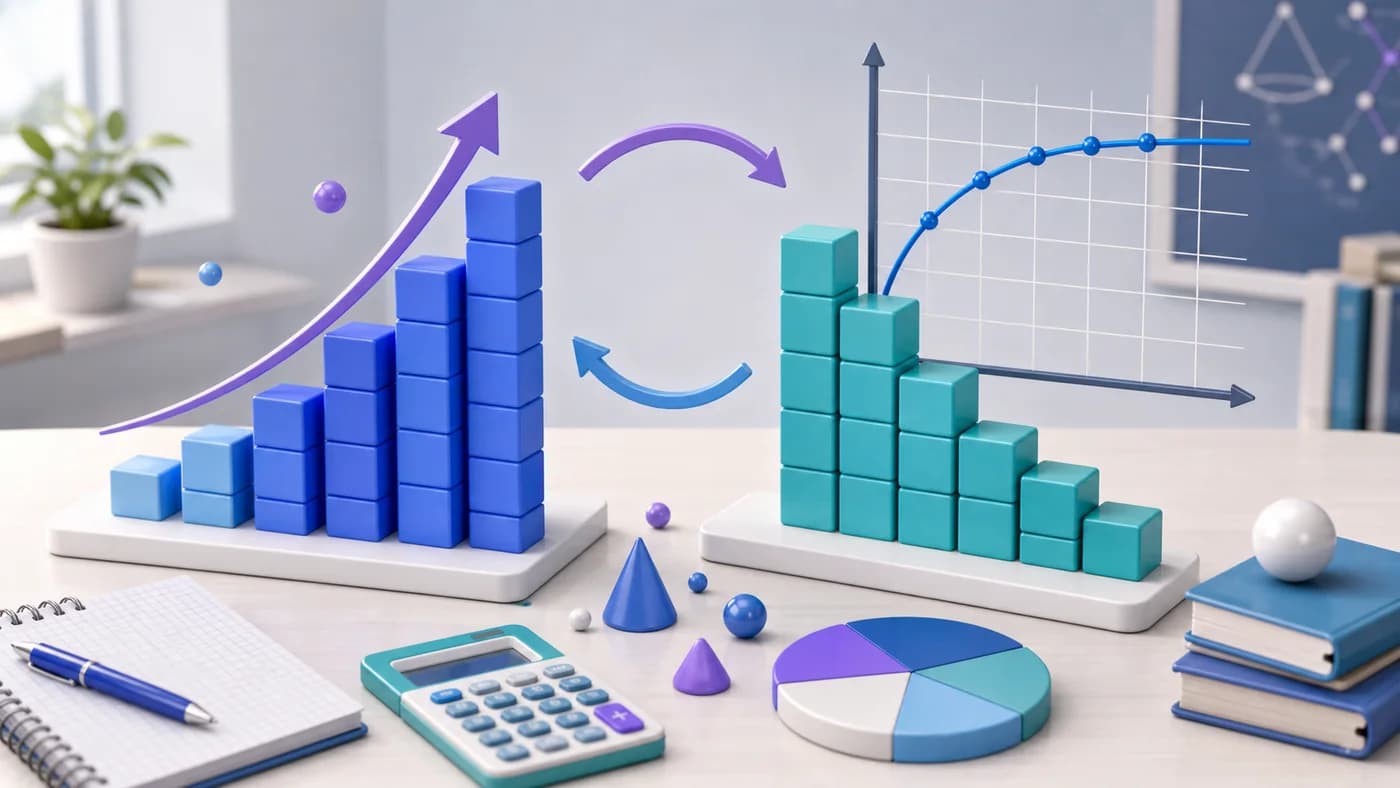 3D visual of logarithms as inverse growth