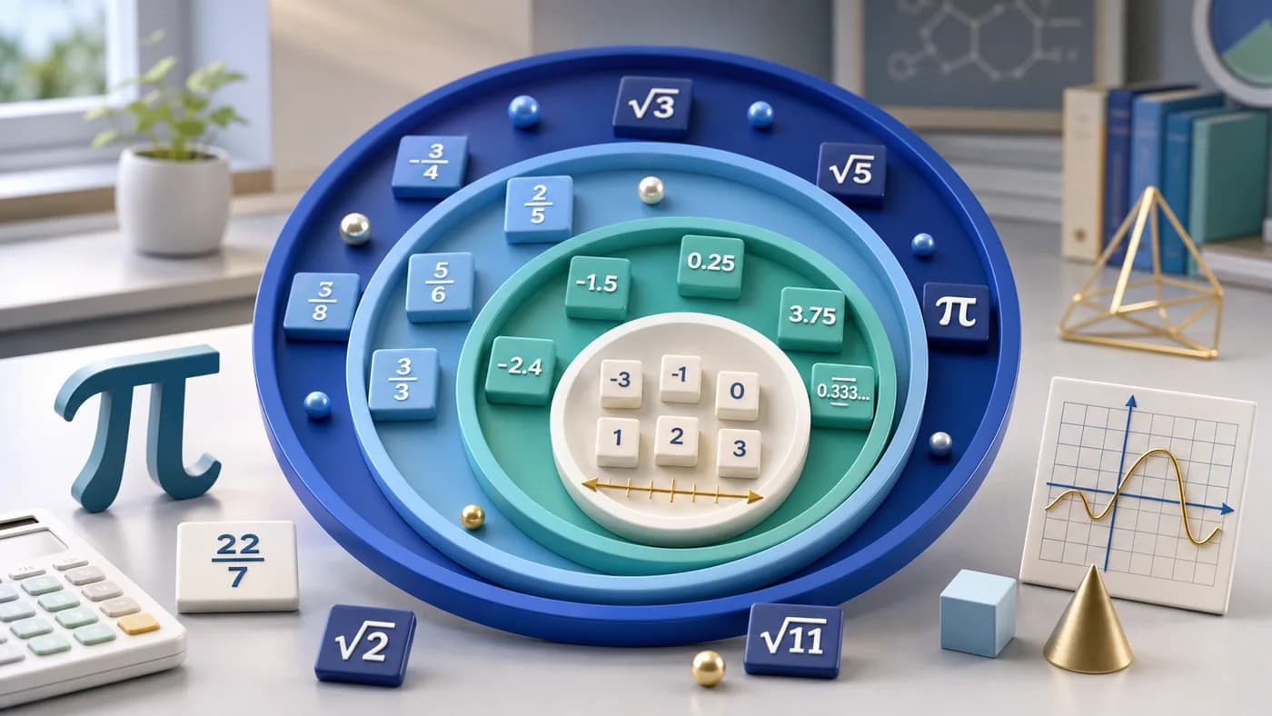 3D visual of rational and irrational number sets