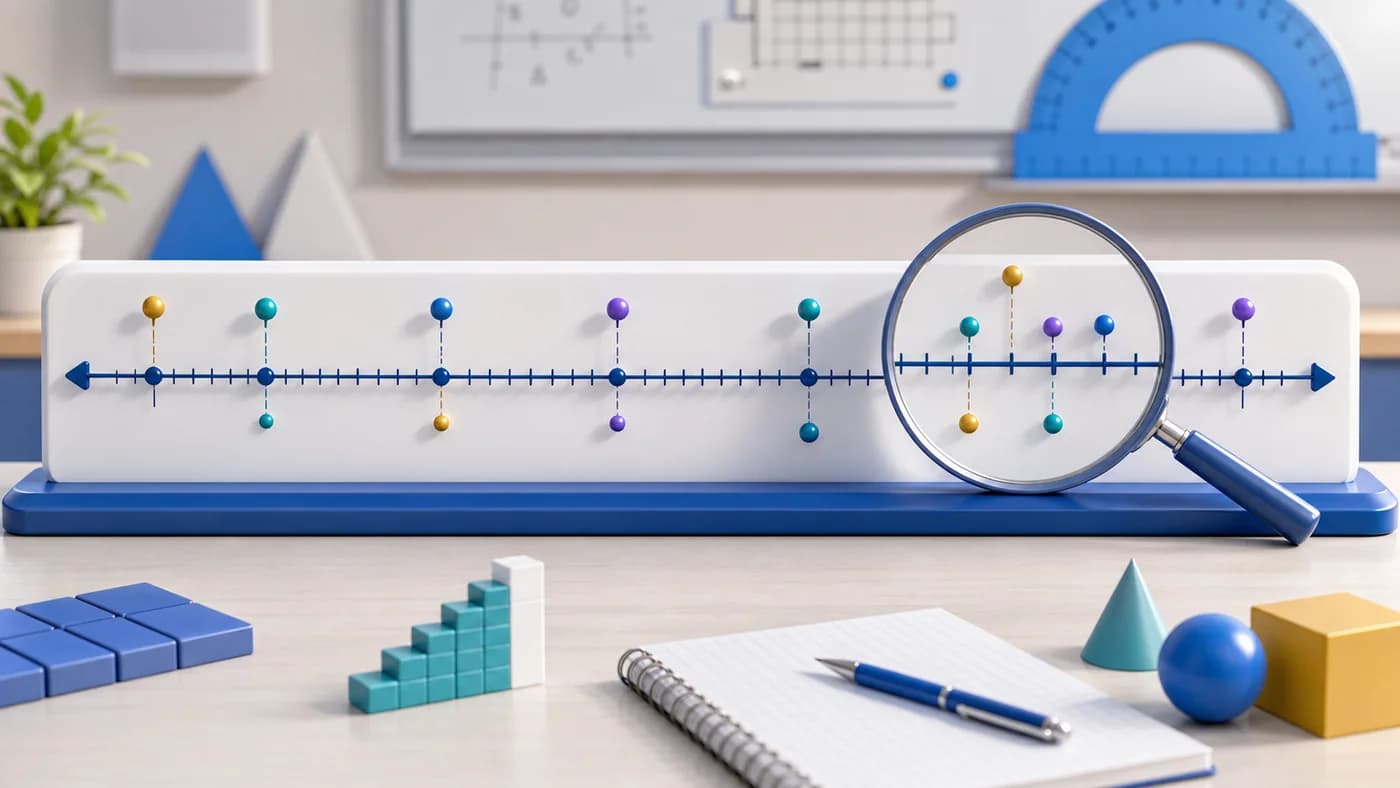 3D visual of real numbers on a number line