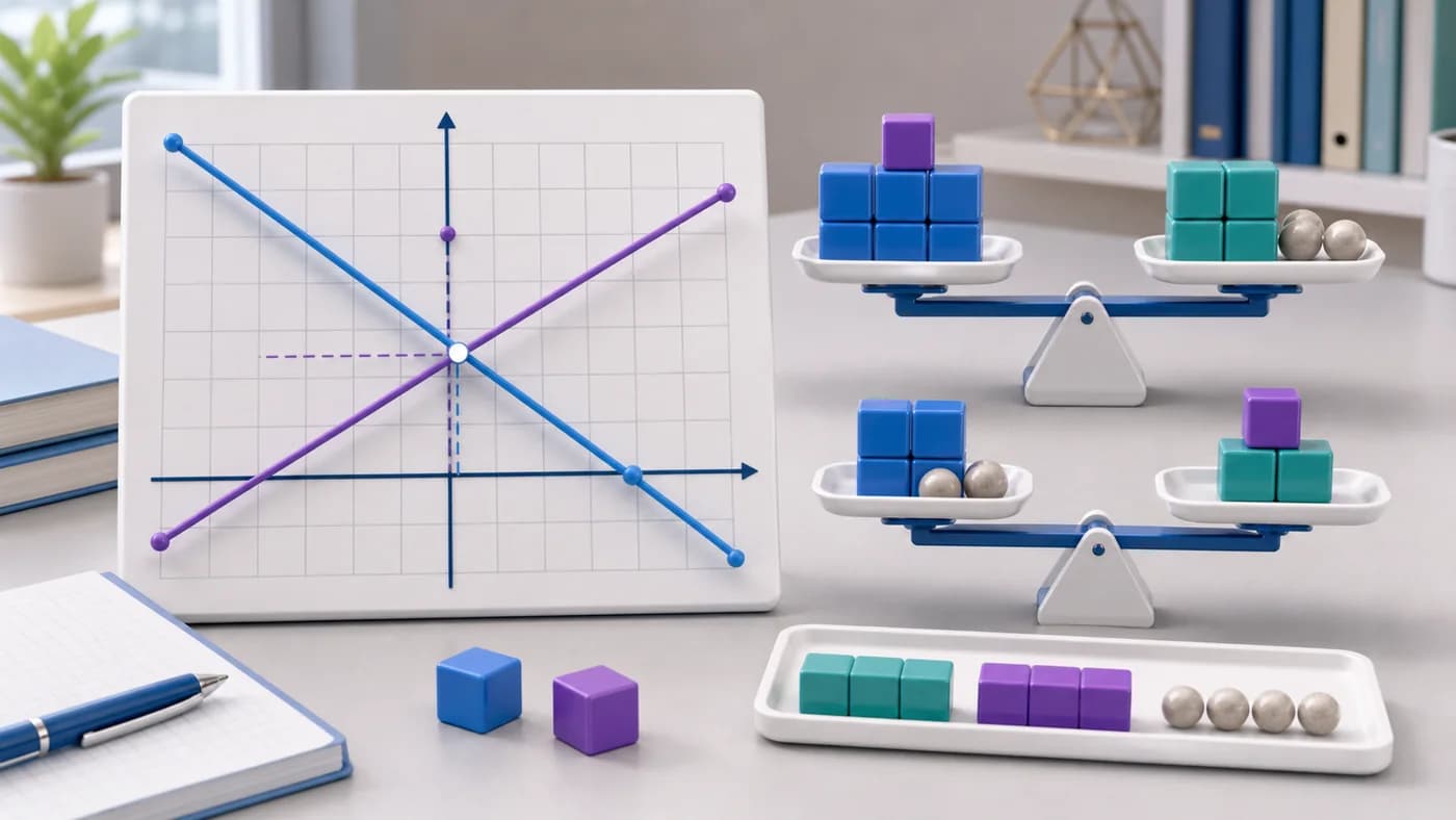 3D visual of intersecting lines for simultaneous equations