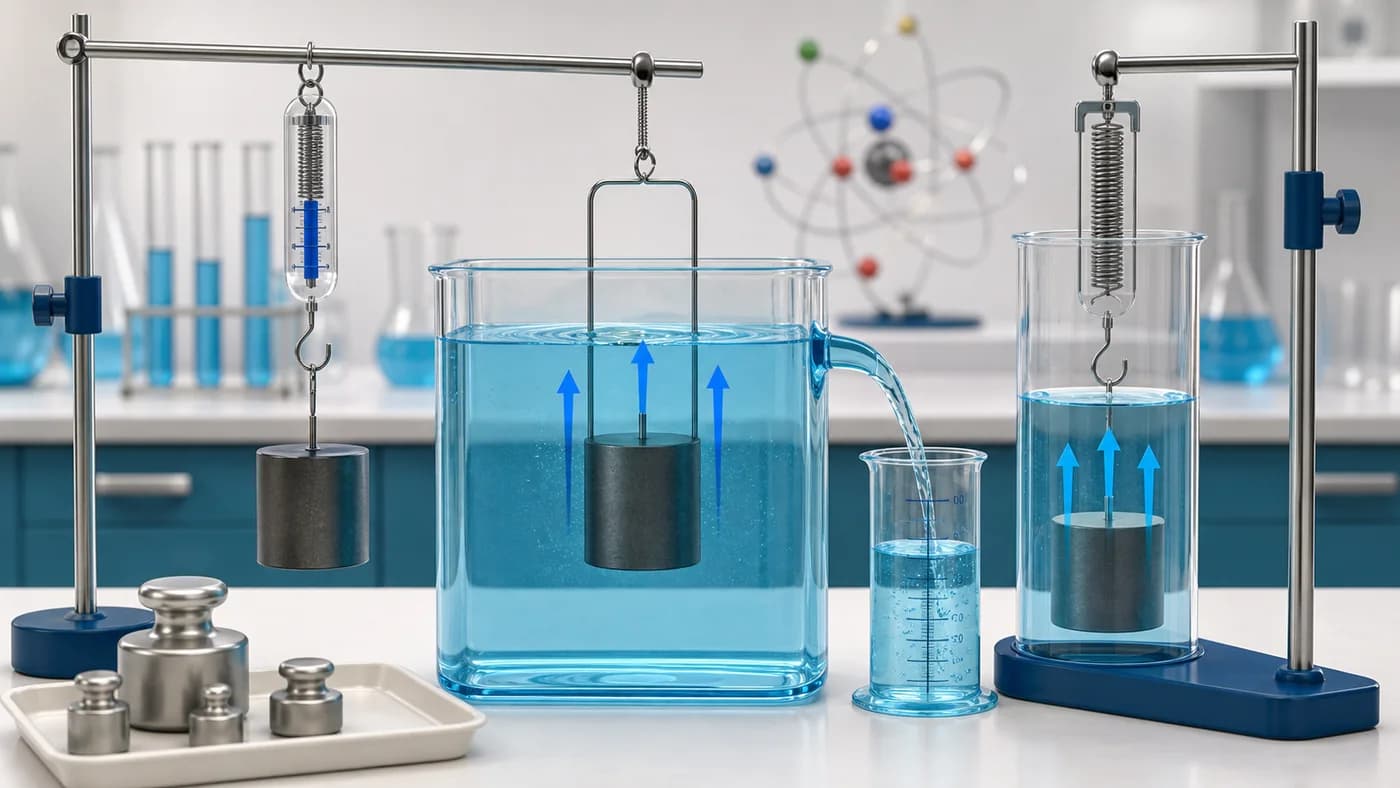 3D visual of buoyancy and Archimedes principle