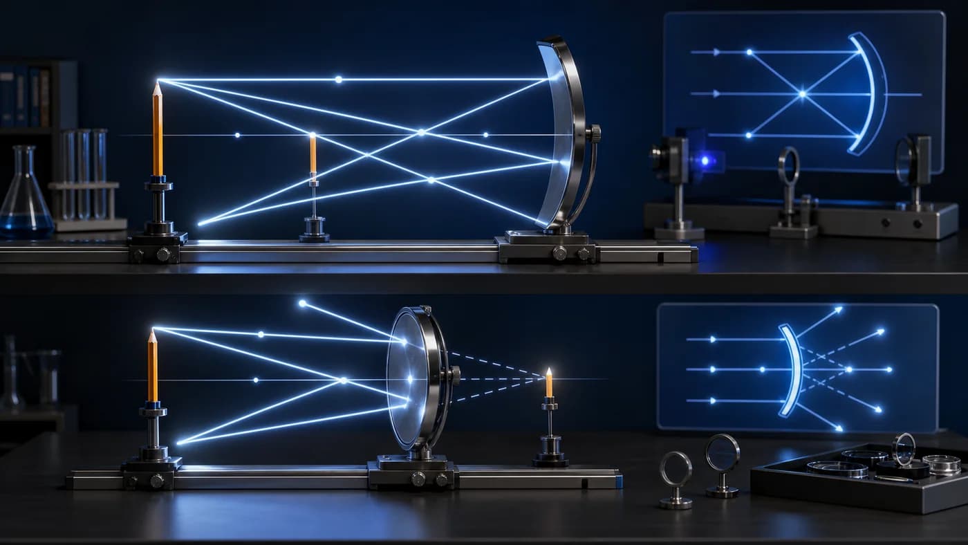 3D visual of reflection and spherical mirrors